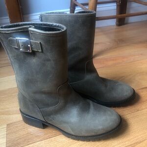 Helene Westbye Olive Green Combat & Moto Boots